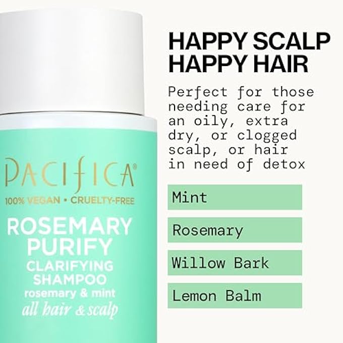 Pacifica BEAUTY ROSEMARY PURIFY INVIGORATING SHAMPOO + ROSEMARY PURIFY INVIGORATING CONDITIONER | DETOX SCALP AND HAIR FROM PRODUCT BUILDUP & EXCESS OIL | 100% VEGAN & CRUELTY | SULFATE + PARABEN FREE - Image 3