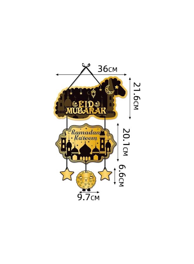 The Bros 5 في 1 لافتة تعليق باب عيد رمضان مبارك زينة قلادة زينة رمضان للتعليق على جدران المنزل لافتة ترحيب للحفلات - Image 2
