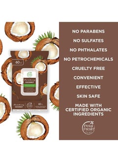 Petal fresh Ultra Moisturizing Coconut Makeup Removing Cleansing Towelettes Gentle Face Wipes Daily Cleansing Vegan And Cruelty Free 60 Count  - Image 4