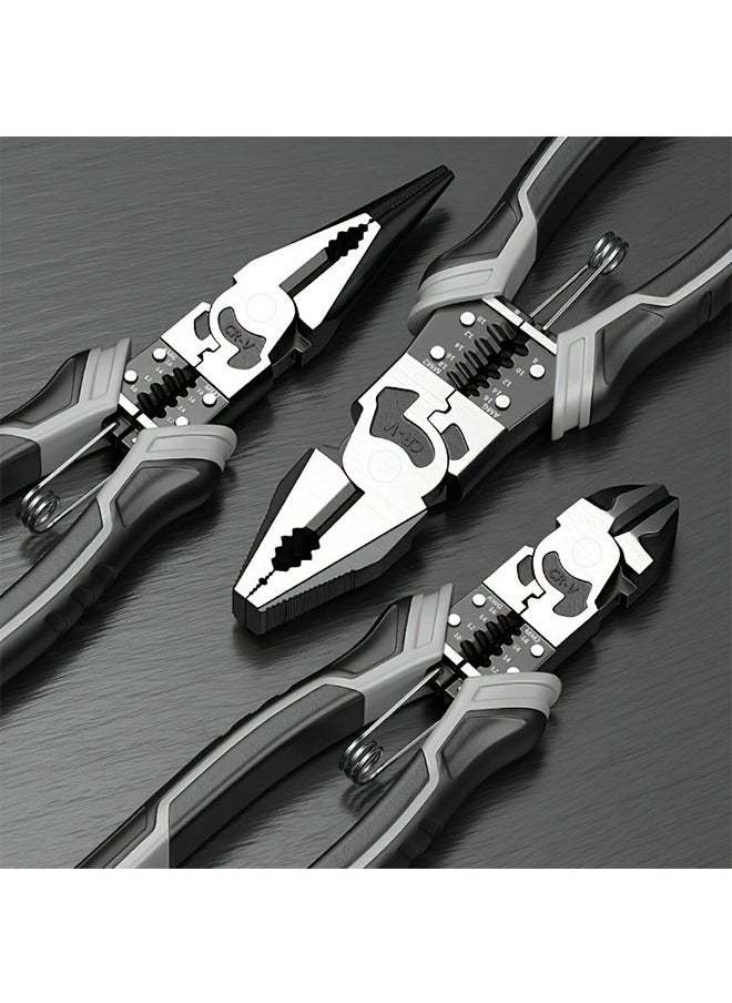 DAREU 3-Piece Wire Pliers Set – Premium CR-V Steel – 9-Inch Cutting Pliers, 9-Inch Needle Nose Pliers, 8-Inch Diagonal Pliers – Professional Hand Tool for Cutting, Crimping, Stripping, Gripping, and Coiling – Ergonomic Non-Slip Handle  - Image 1