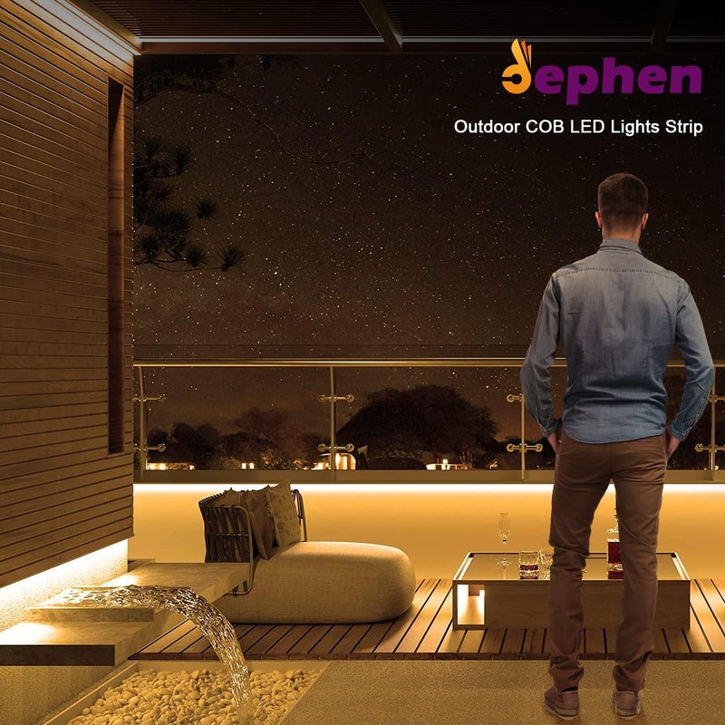 أضواء شريط COB LED معتمد من UL، 16.4 أقدام/5 متر 3000K مقاوم للماء IP67، 528 LED/متر 24V أضواء حبل LED، شريط لاصق 3M مرن لديكور الإضاءة الداخلية والخارجية (لا يشمل مصدر الطاقة) - Image 2