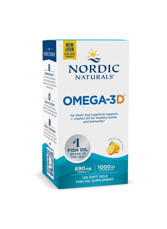 Nordic Naturals Omega-3D, Lemon Flavor - 120 Soft Gels - 690 mg Omega-3 + 1000 IU Vitamin D3 - Fish Oil - EPA & DHA - Immune Support, Brain & Heart Health, Healthy Bones - Non-GMO - 60 Servings - pzsku/Z0B02473A582F2B01CB03Z/45/_/1739883163/7d840b9c-11e0-4846-b072-bd186c6e4a80