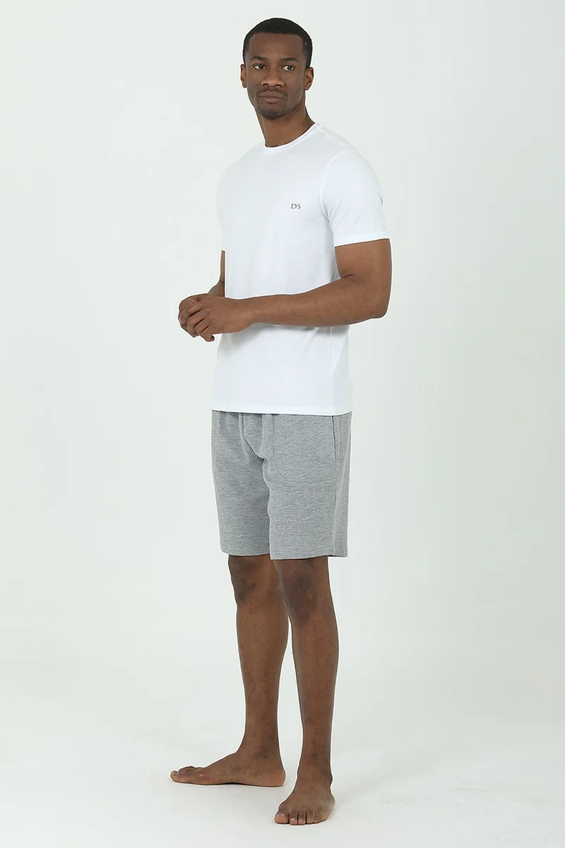 دي أس دامات D'S Groom Waffle Shorts T-Shirt Set Gray