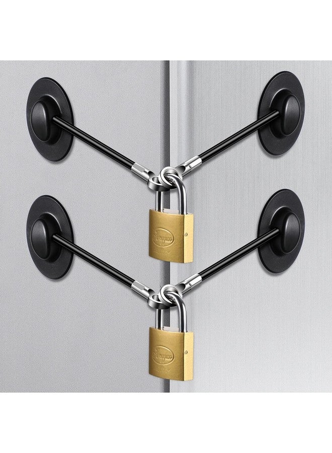 Hotop 4 Pieces Refrigerator Door Lock With Key Padlock Freezer Door Lock Child Safety Cabinet Chest Lock Mini Fridge Lock For Adults And Kids With Adhesive (Black) - Image 1