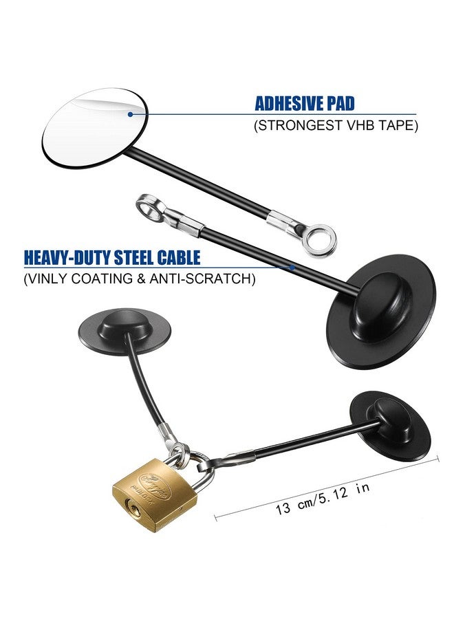 Hotop 4 Pieces Refrigerator Door Lock With Key Padlock Freezer Door Lock Child Safety Cabinet Chest Lock Mini Fridge Lock For Adults And Kids With Adhesive (Black) - Image 3