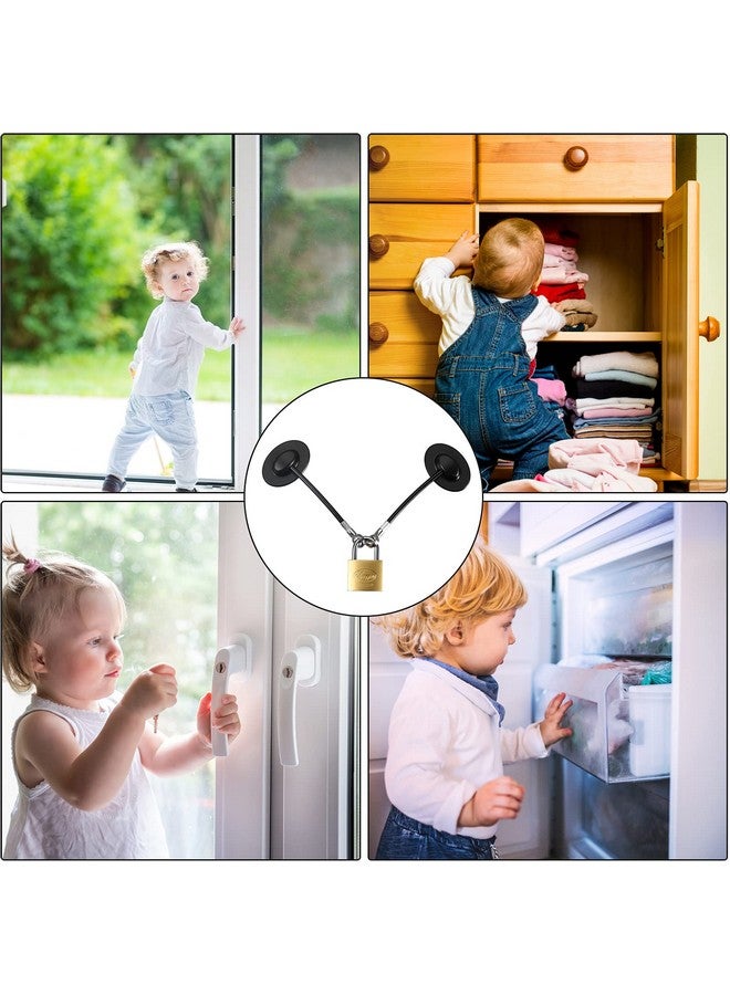 Hotop 4 Pieces Refrigerator Door Lock With Key Padlock Freezer Door Lock Child Safety Cabinet Chest Lock Mini Fridge Lock For Adults And Kids With Adhesive (Black) - Image 5
