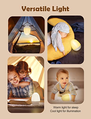 JolyWell Baby Night Light for Kid, Portable Egg Nightlight with Stable Charging Pad, Touch Nursery Night Lamp for Breastfeeding, Toddler Night Light for Bedroom, Timer Setting, ABS+PC, White-2 - Image 5