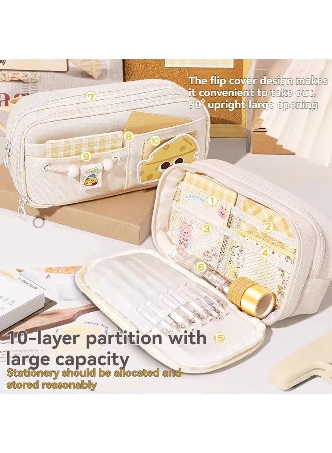 بيوينتي سعة كبيرة القلم القلم حالة, Kawaii القلم حقيبة مجموعة, 10 مقصورات القلم حقيبة مع ملصقات,لطيف مدرسة لوازم تخزين حقيبة للأطفال, - Image 2