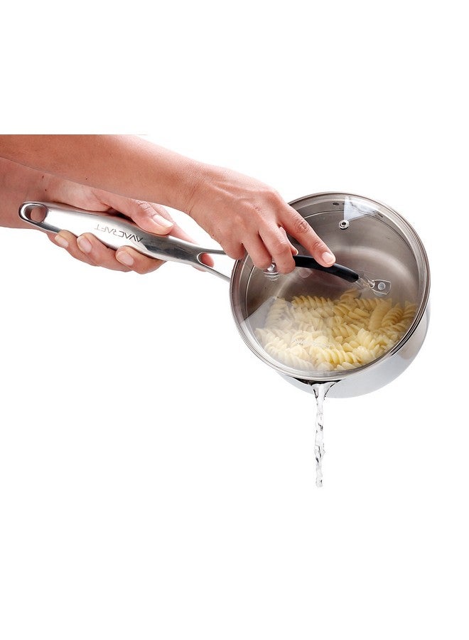 أفاكرافت قدر صلصة أفاكرافت من الفولاذ المقاوم للصدأ مع غطاء مصفاة زجاجية، فوهتين جانبيتين لسهولة الصب مع مقبض مريح، وعاء صلصة متعدد الأغراض (قاعدة كبسولة من 5 طبقات، 2.5 كوارت) - Image 3