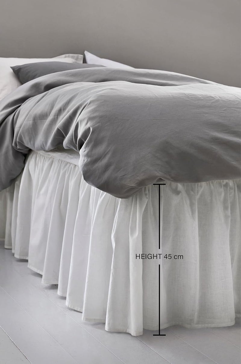 Jotex Zack Valance Bed Skirt, Organic Cotton, Height 45 cm, White, 90 x 200 cm - Image 3