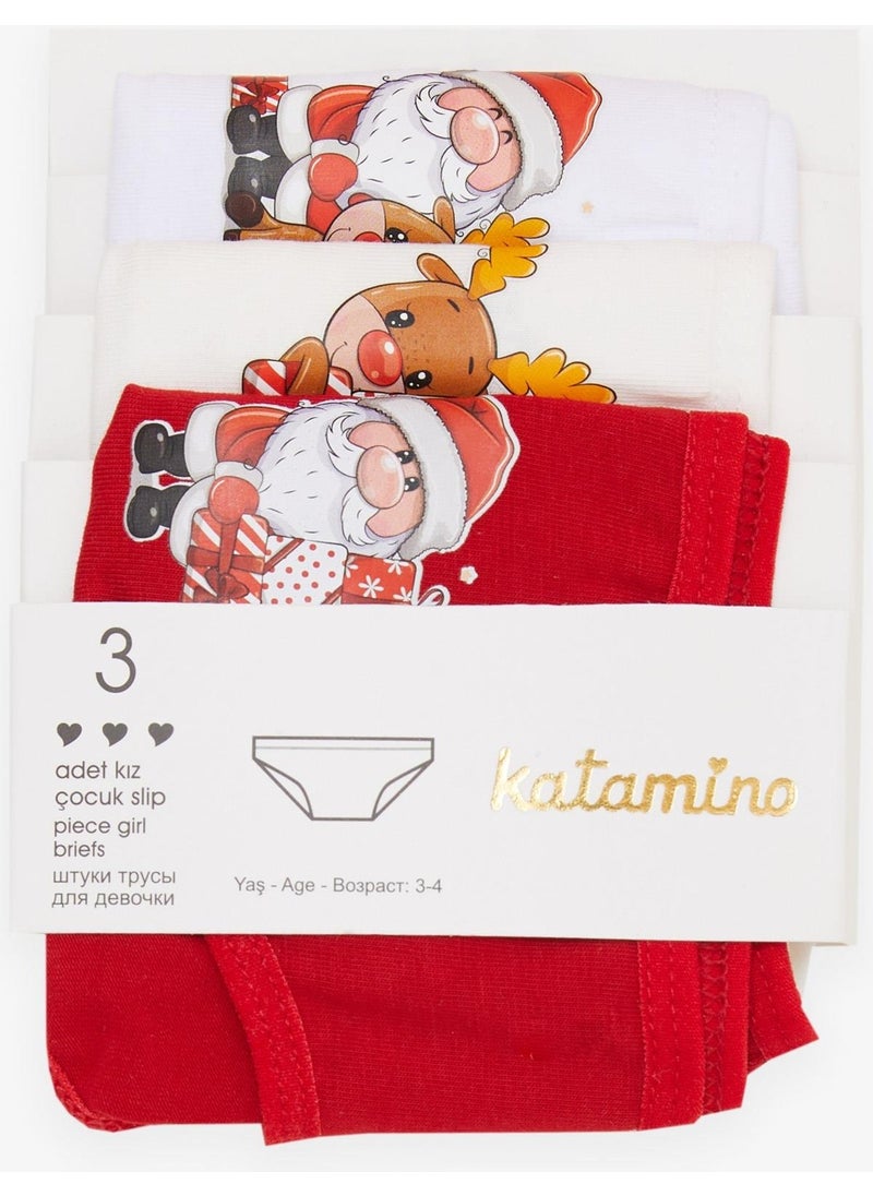 Katamino Girls Slip 3-Piece Christmas Themed Santa Claus Printed 1-10 Years Old, Mixed Colors  - Image 2