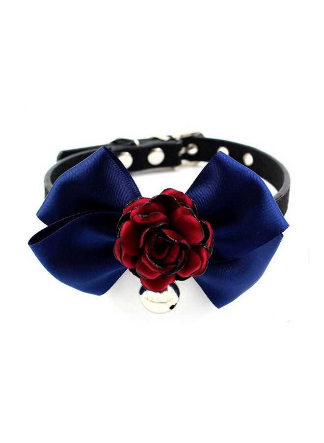 PETFAVORITES PETFAVORITES Nappa Leather Dog Collar Cute Cat Collar Necklace Jewelry with Flower Bow Tie and Bell Charm for Small Dogs Girl Yorkie Chihuahua Birthday Clothes Accessories (Red, Size S)  - Image 1