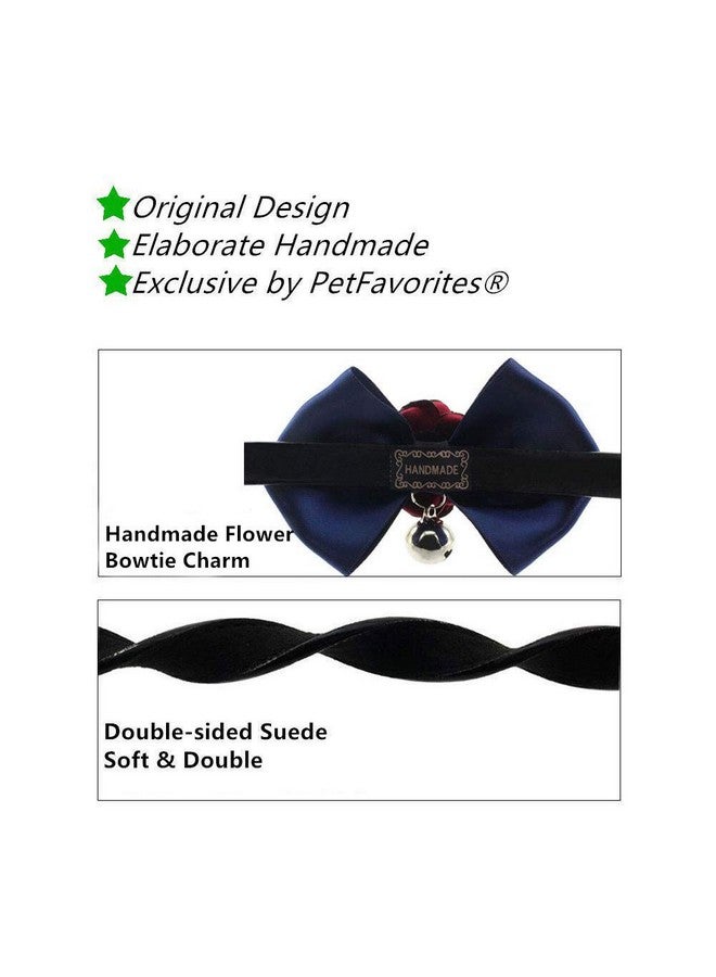 PETFAVORITES PETFAVORITES Nappa Leather Dog Collar Cute Cat Collar Necklace Jewelry with Flower Bow Tie and Bell Charm for Small Dogs Girl Yorkie Chihuahua Birthday Clothes Accessories (Red, Size S)  - Image 3