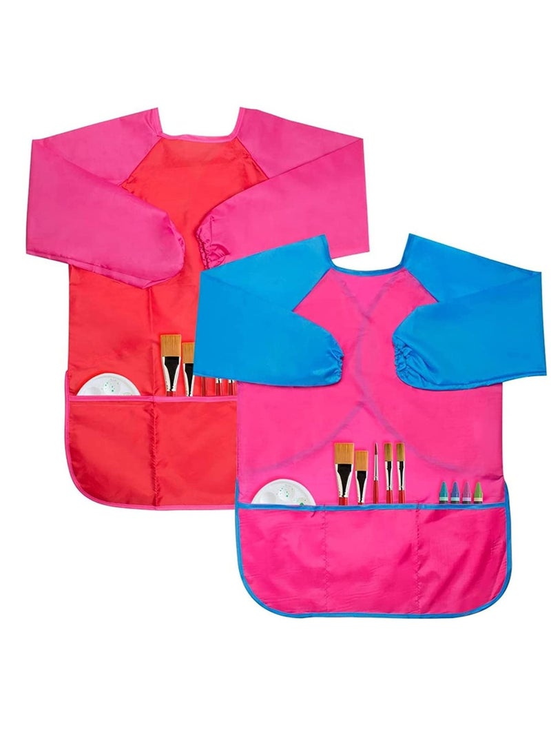 Captaintech Kids Childrens Apron Art Smocks Waterproof Apron, Long Sleeve Children Painting Aprons with 3 Pockets for Painting, Pottery School, Baking, Painting, Craft & Lab Activity, Age 3-8 - Image 1