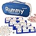 Doublefan Mini Rummy Cube Set Mini Size Rummy Game with Portable Bag Small Travel Game for Adult and Kids106 Tiles 4 Playing Rack 1 Dice 24 Players - Image 2