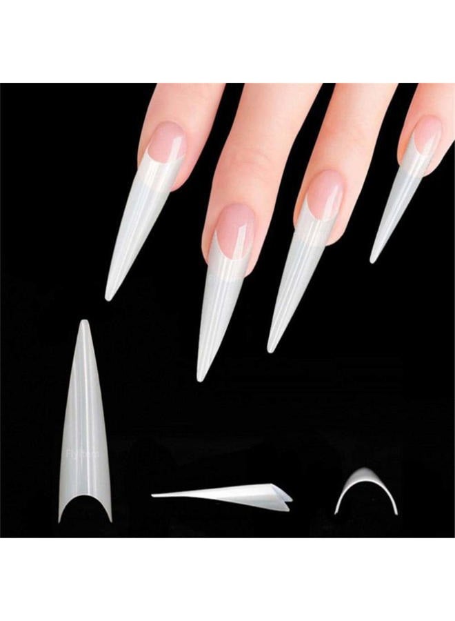 YIMART 500pcs Acrylic Medium Long Stiletto Nail Tips Easy Coffin Nails Sharp False Nail Art Tips For Nails Salon With Box (Natural) - Image 2