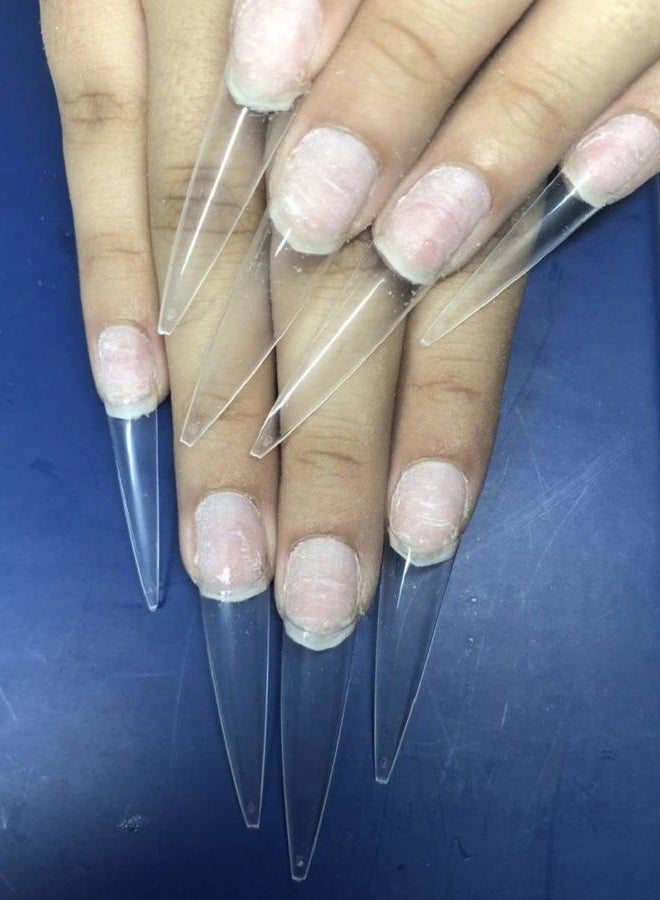 YIMART 500pcs Acrylic Medium Long Stiletto Nail Tips Easy Coffin Nails Sharp False Nail Art Tips For Nails Salon With Box (Natural) - Image 4