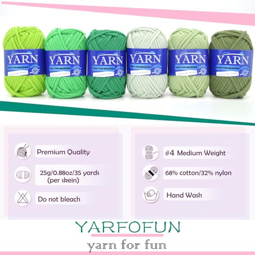 YARFOFUN 6 Pack Cotton Crochet Yarn for Beginners - Olive Avocado Green with Easy-to-See Stitches - Image 4