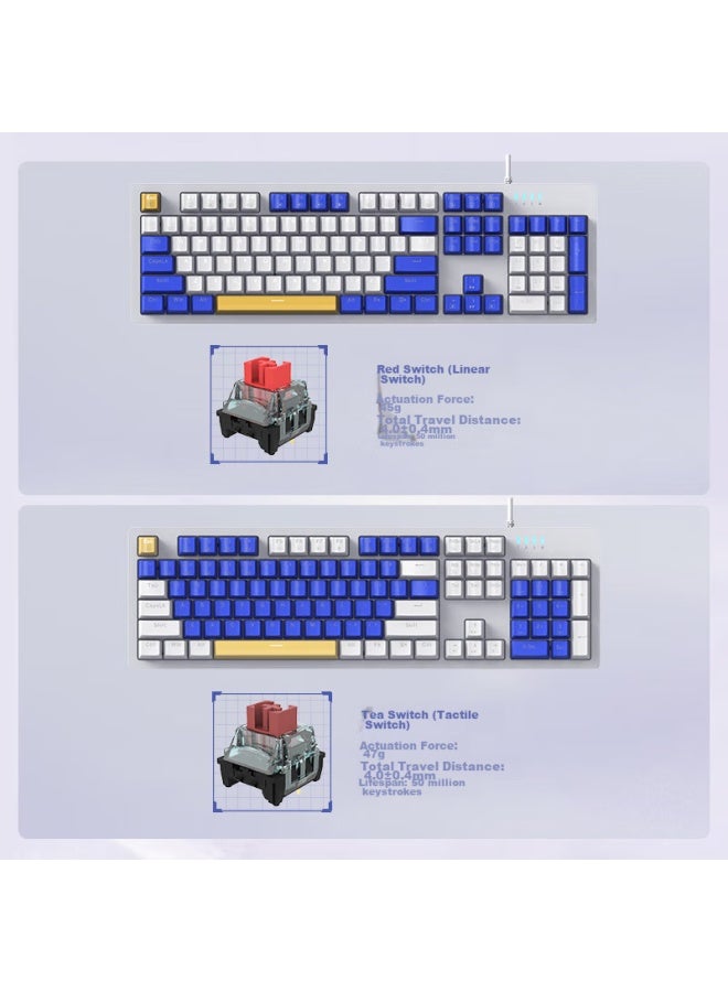 Thunderobot K104 Ziqu 104-key Wired Mechanical Keyboard, Full Hot-swappable, Mixed Rgb Backlit Keyboard, Computer Gaming Laptop Office Keyboard, Red Switch - Image 1