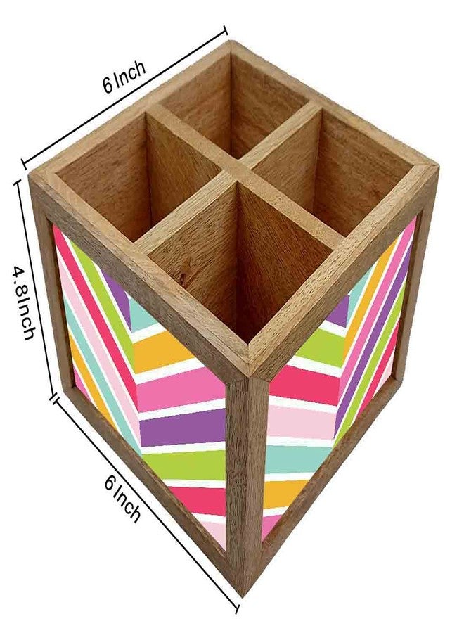 Nutcase Wooden Cutlery Stand Holder Silverware Caddy Spoons Forks Knives Organizer for Dining Table & Kitchen -Made in India-Spoons NOT Included - Pastels Chevron - Image 5