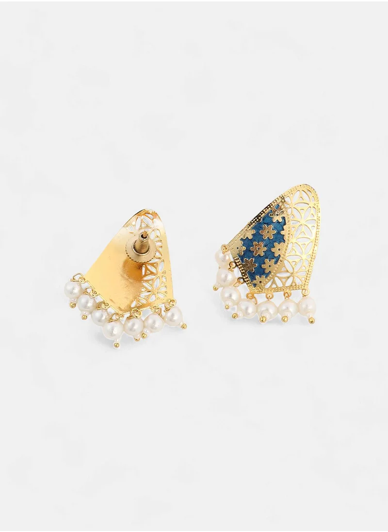 SOHI Pearl Beaded Contemporary Farah Drop Earrings