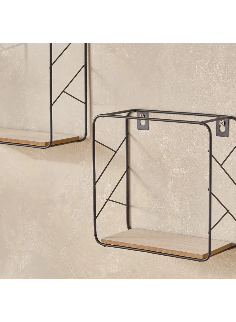 هوم بوكس رف حائط معدني وخشب MDF من سيرا قطعتين 25 × 25 × 9.5 سم