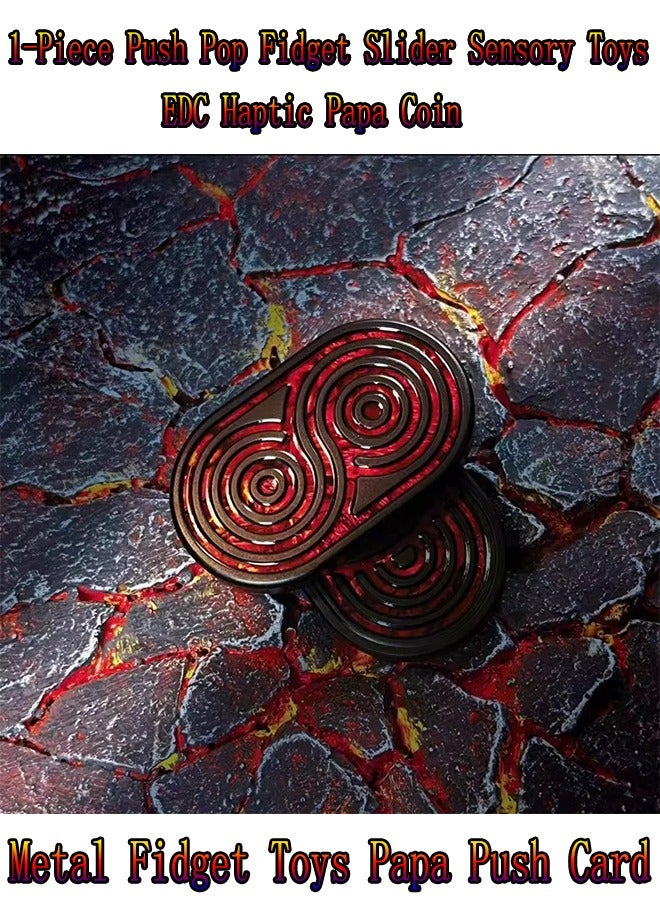 1-Piece Push Pop Fidget Slider Sensory Toys,EDC Haptic Papa Coin,ADHD Tool Fidget Spinner,Metal Fidget Toys Papa Push Card - Image 1