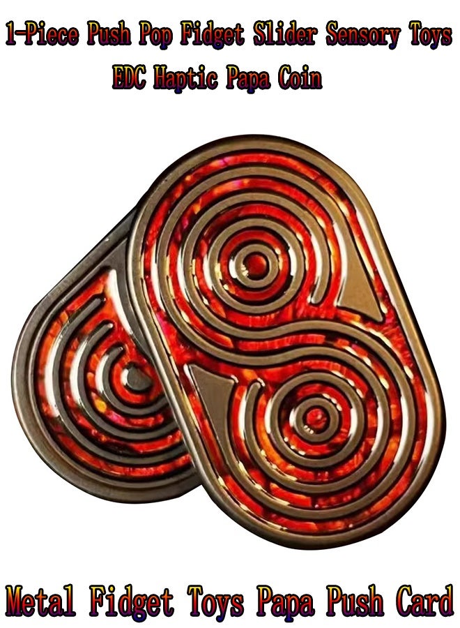 1-Piece Push Pop Fidget Slider Sensory Toys,EDC Haptic Papa Coin,ADHD Tool Fidget Spinner,Metal Fidget Toys Papa Push Card - Image 5