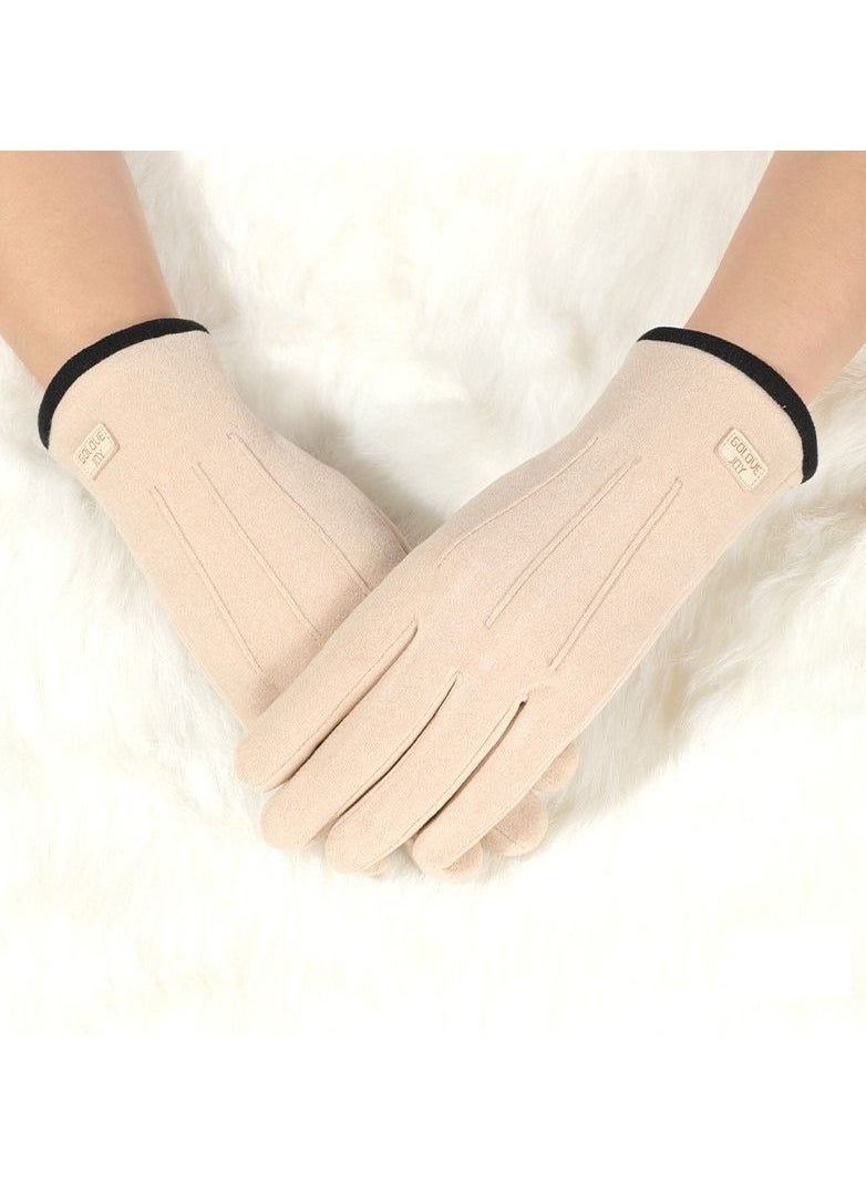 Golovejoy Women's Warm Plush Windproof And Cold Proof Lovely Gloves 