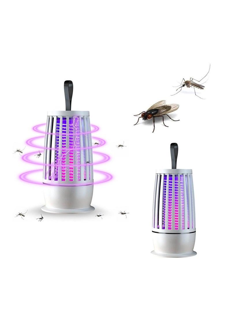SYOSI Electric Bug Zapper - Indoor Outdoor Mosquito Killer, 3000V High Voltage UV Light Insect Zapper, Waterproof Fly Trap with USB Cable, for Home, Patio, Backyard, and Camping (White-Not Waterproof) - Image 1