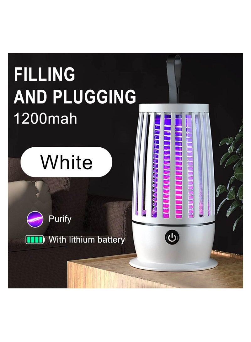 SYOSI Electric Bug Zapper - Indoor Outdoor Mosquito Killer, 3000V High Voltage UV Light Insect Zapper, Waterproof Fly Trap with USB Cable, for Home, Patio, Backyard, and Camping (White-Not Waterproof) - Image 2
