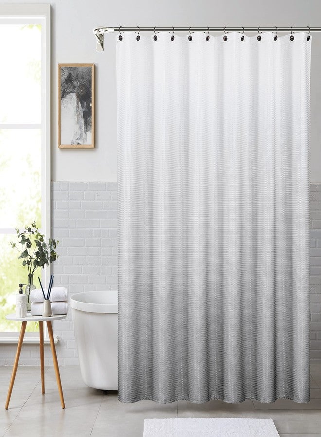 Central Park Grey Ombre Waffle Weave Shower Curtain Water Resistant Decorative Gradient Print Bathroom Spa Hotel Fabric Shower Curtain Liner with 12 Grommets(Cream White/Gray, 70"x72") - Image 1