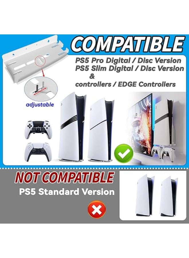 Wall Mount for Console and Controllers, 2mm Steel Wall Mount Bracket for Slim/Pro Models, Includes 2 Controller Holders, Space-Saving Gaming Organizer - Image 4