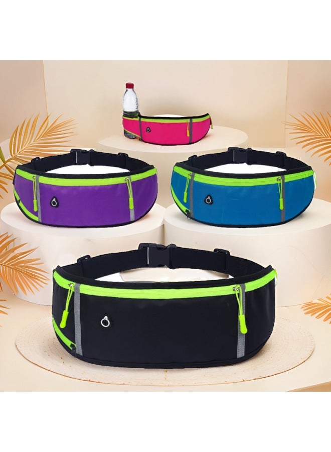 Hidden Three-Pocket Waterproof Body Leisure Multi-Function Water Kettle Waist Bag Easy To Carry Mobile Phone Running Bag Outdoor-Color:Green - Image 3