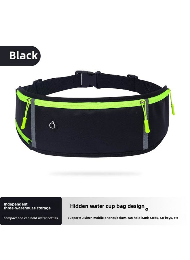 Hidden Three-Pocket Waterproof Body Leisure Multi-Function Water Kettle Waist Bag Easy To Carry Mobile Phone Running Bag Outdoor-Color:Green - Image 2