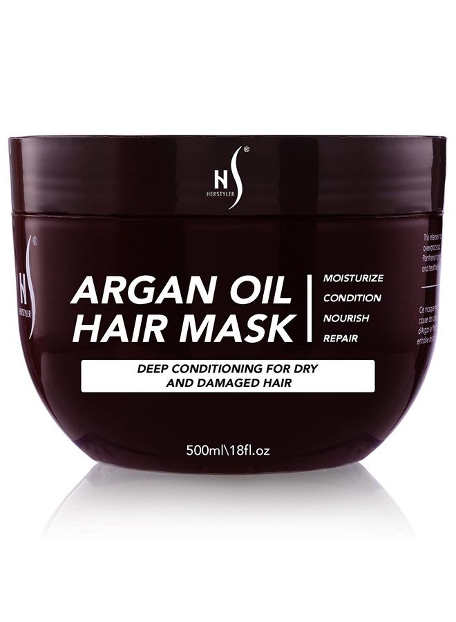 Herstyler Argan Oil Hair Mask - Hair Mask For Dry Damaged Hair and Growth - Deep Conditioning Argan Oil Har Mask - Curly Hair Mask for Limp Dull Hair - Anti-Frizz Hair Mask - Image 1