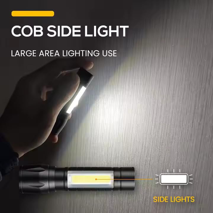 Generic 2in1 Compact and Sleek LED USB Rechargeable Torch Set and Rechargeable COB Keychain Light with Bottle Opener and Magnetic Base Portable Flashlight with Storage Case  - Image 3