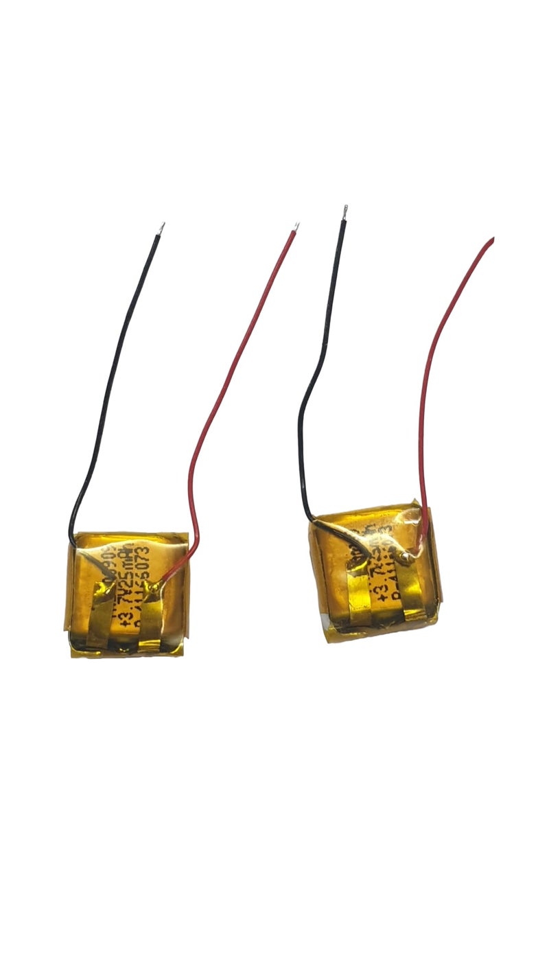 KP Original Battery بطارية KP الأصلية 3.7V 25Mah بديلة صغيرة جداً مع سلك لسماعات الأذن مجموعة من 2 حجم البطارية 9X9X4 مم - Image 1
