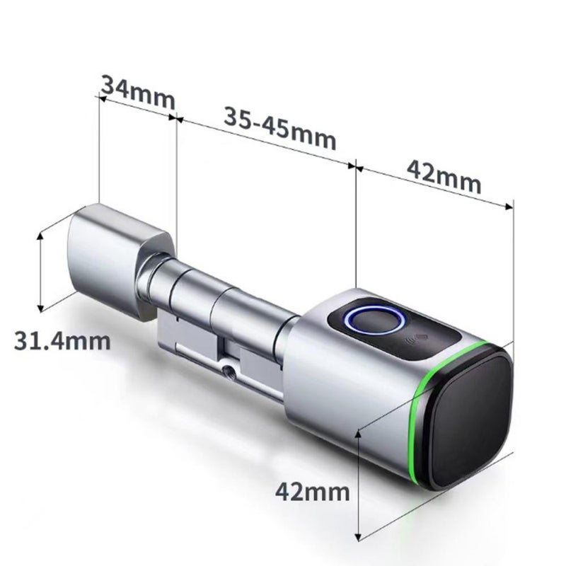 Fingerprint Door Lock Silver 40x40MM 4 Unlock Methods Intelligent Door Lock - Remote Access Via APP Sensitive Recognition Door Lock Cylinder for Home Family Users Including Elderly And Kids - Image 4
