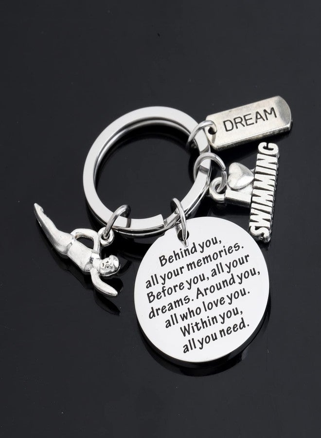 FEELMEM Swim Keychain Swimming Lover Gifts Swim Team Behind You All Your Memories Keychain Inspiration Swimmer Graduation Gift (Swim-ky) - Image 5