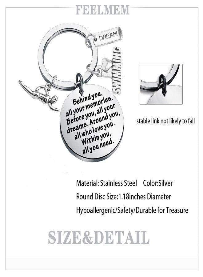 FEELMEM Swim Keychain Swimming Lover Gifts Swim Team Behind You All Your Memories Keychain Inspiration Swimmer Graduation Gift (Swim-ky) - Image 2
