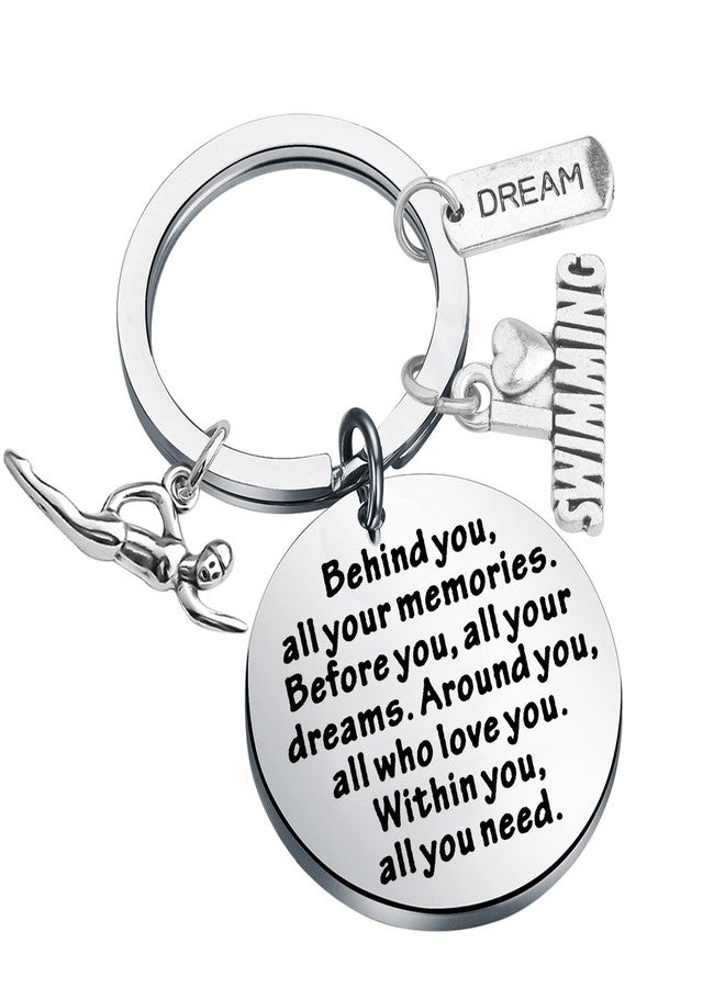 FEELMEM Swim Keychain Swimming Lover Gifts Swim Team Behind You All Your Memories Keychain Inspiration Swimmer Graduation Gift (Swim-ky) - Image 1