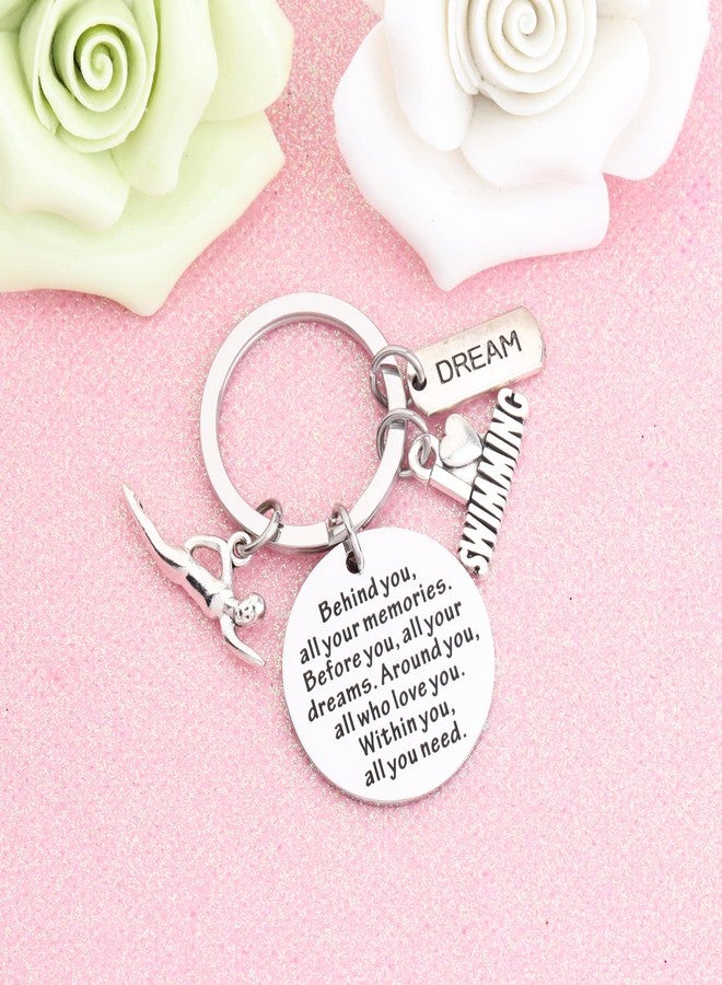 FEELMEM Swim Keychain Swimming Lover Gifts Swim Team Behind You All Your Memories Keychain Inspiration Swimmer Graduation Gift (Swim-ky) - Image 3