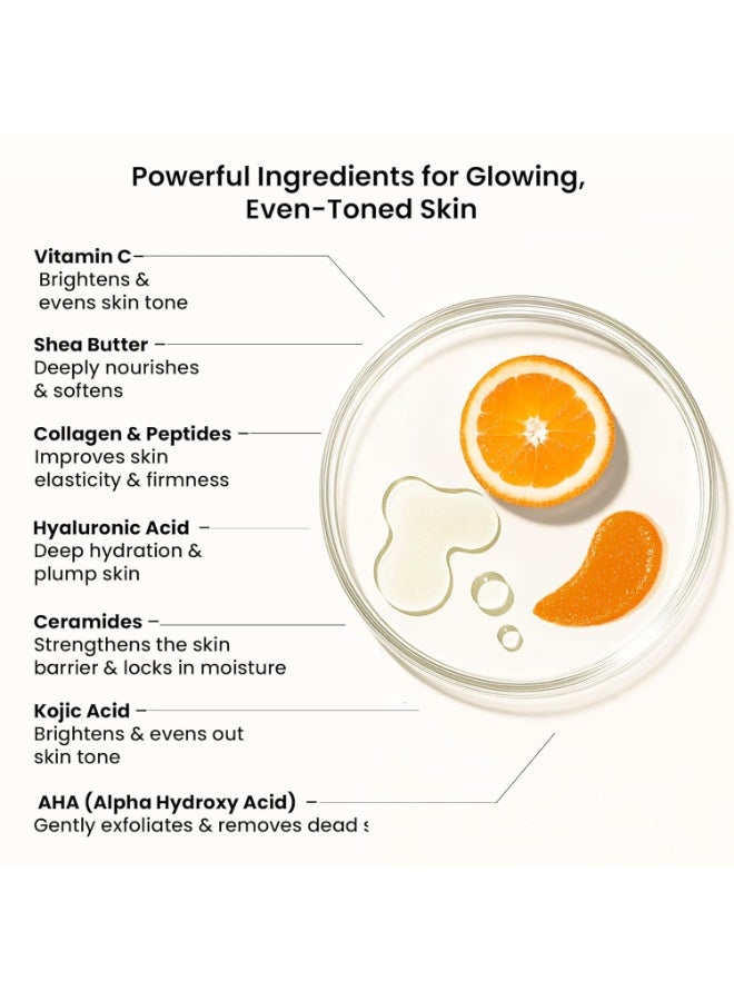 WILD OAK WildOak Vitamin C Sugar Body Scrub | 300g | Kojic Acid, Hyaluronic Acid, Ceramides, Collagen & Peptides | De-Tan & Brightens Dark Areas | Smooths Strawberry Legs & Arms | Hydrates & Exfoliates - Image 3