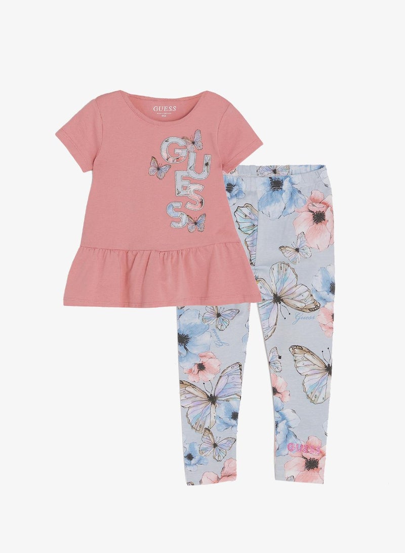 GUESS Infant Printed Crew Neck T-Shirt And Leggings Set - Image 2