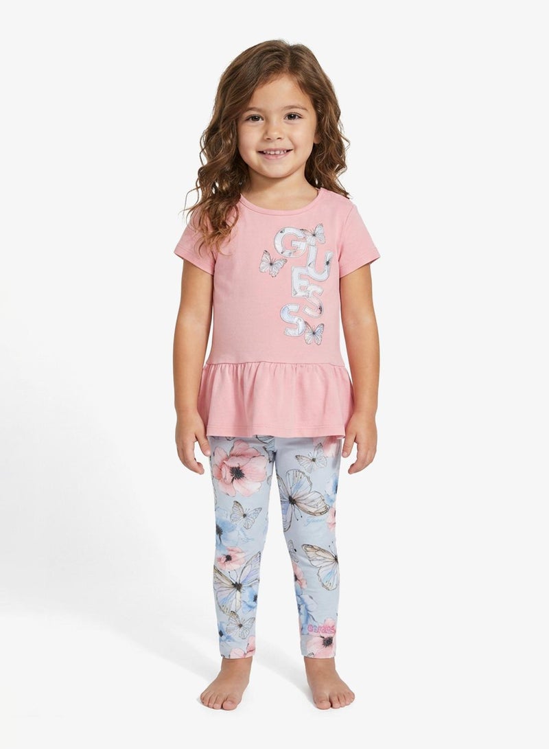GUESS Infant Printed Crew Neck T-Shirt And Leggings Set - Image 1
