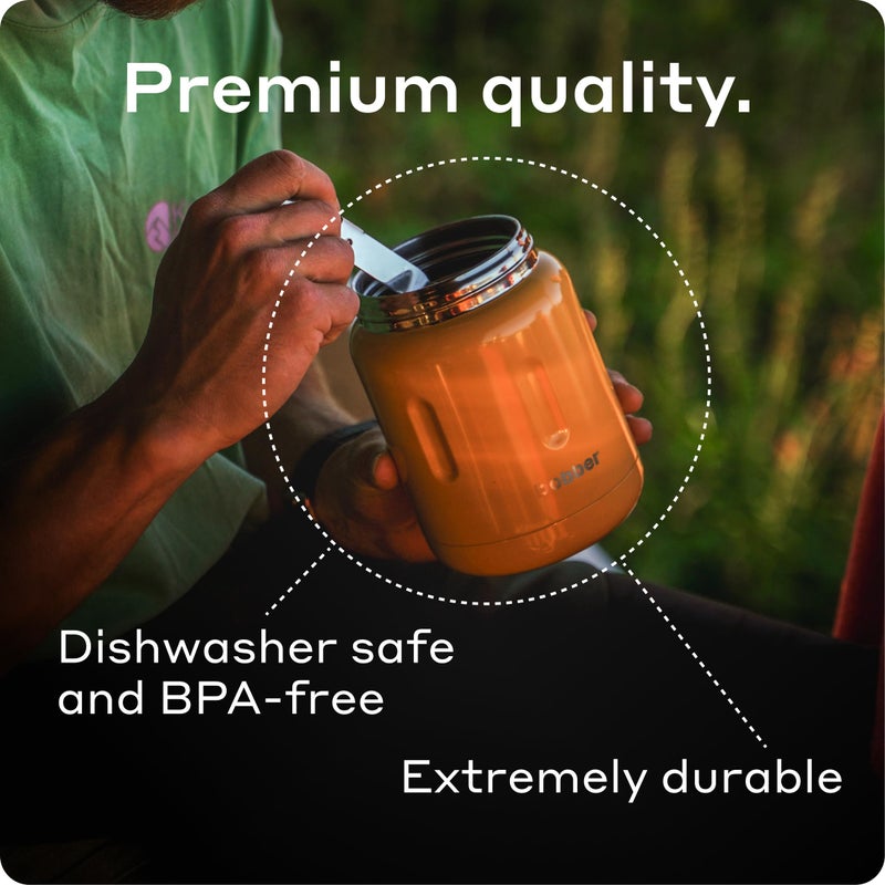 BOBBER 24 oz Insulated Stainless Steel Food Jar with Extra-Wide Mouth, Built-in Spoon & Bowl - Keeps Hot for 14 Hours and Cold for 20 Hours - Leakproof Lunch Thermo for Adults (Orange) - Image 5