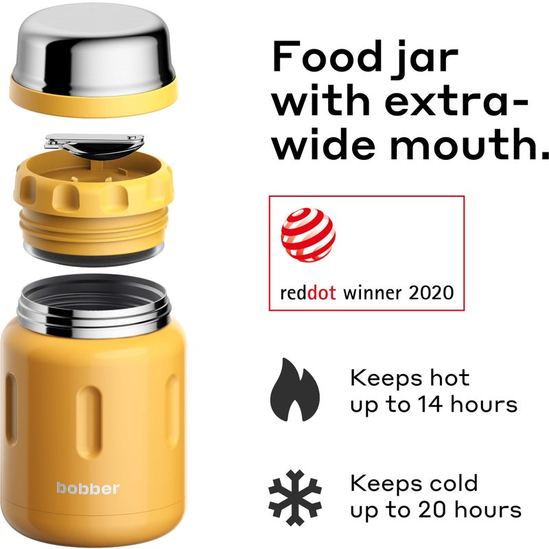 BOBBER 24 oz Insulated Stainless Steel Food Jar with Extra-Wide Mouth, Built-in Spoon & Bowl - Keeps Hot for 14 Hours and Cold for 20 Hours - Leakproof Lunch Thermo for Adults (Orange) - Image 2