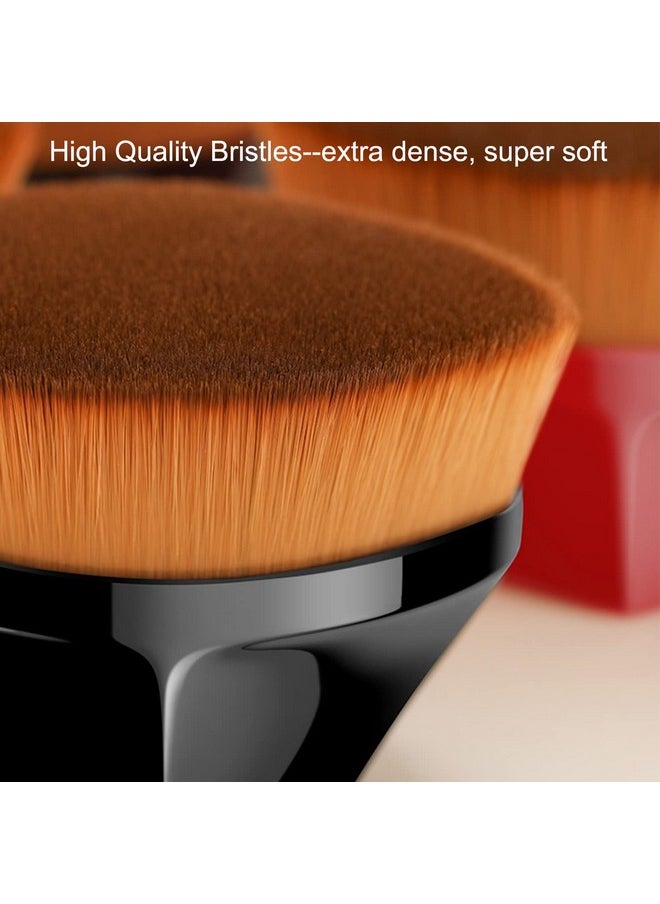 Hilareco - 2 Pack Magic Foundation Makeup Brush Flat Top Kabuki Hexagon Face Blush Liquid Powder Foundation Brush For Blending Liquidcream Or Powder Cosmetics With Bonus Protective Case Black - Image 1