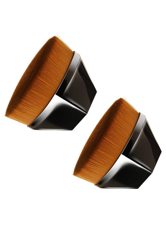 Hilareco - 2 Pack Magic Foundation Makeup Brush Flat Top Kabuki Hexagon Face Blush Liquid Powder Foundation Brush For Blending Liquidcream Or Powder Cosmetics With Bonus Protective Case Black - Image 1